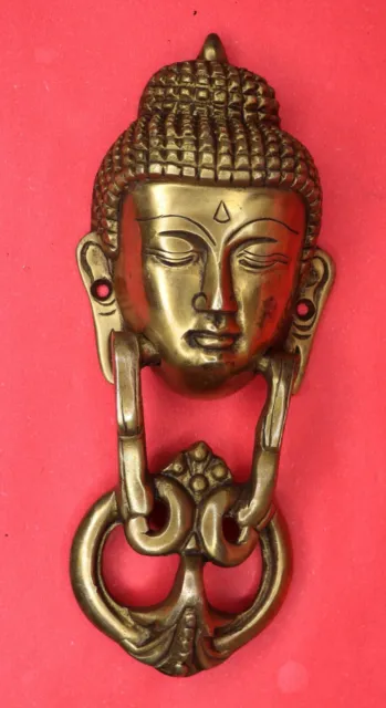 Buddha Shape Vintage Antique Finish Handmade Brass Door Knocker Bell Home Décor