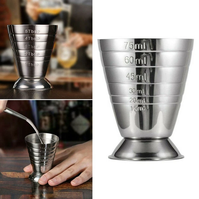 Taza medidora de alta calidad nuevo para uñas acero inoxidable 75 ml Jigger Shot licores