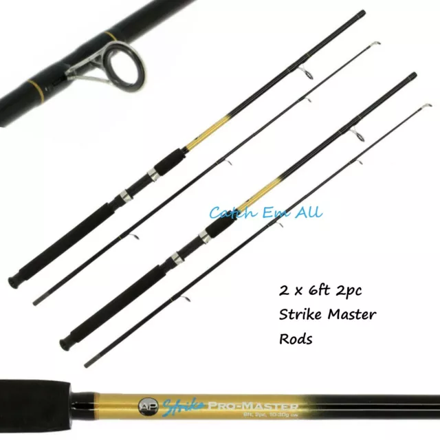 2 X 6FT Strike Master 2pc Spinning Fishing Rod Pike Perch Trout Bass Sea  Lure £17.49 - PicClick UK