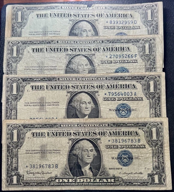 1935 & 1957 B E One $1 Dollar Silver Certificate Star Note - Circulated
