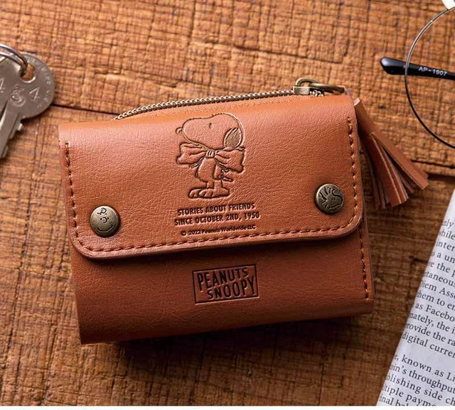 SNOOPY Small wallet Brown leather style No box #A128
