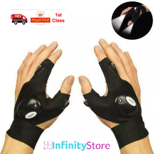 1 Pair Finger Gloves with LED Light Flashlight Gear Rescue Torch Tools Outdoor