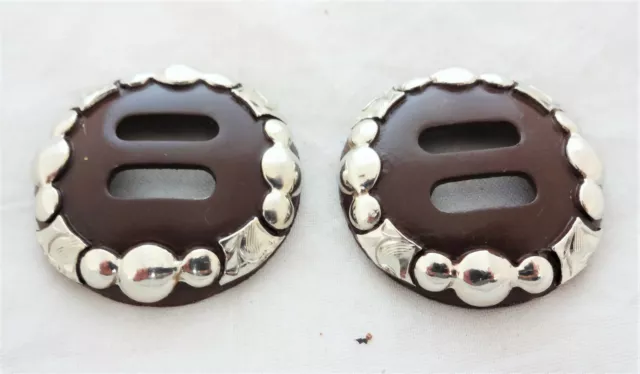 Clovis Conchos Slotted Iron Silver Overlay Hansen Western Gear Pair New Saddle
