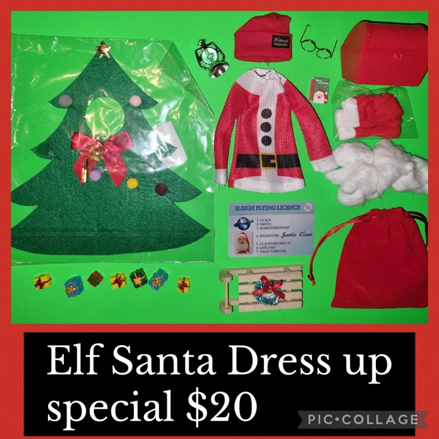 New MAGIC Elf CHRISTMAS ELF SUITS ELF SHELF DOLLS PROPS ACCESSORIES