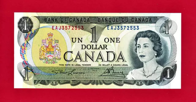 One 1 DOLLAR 1973 UNC Note Lawson-Bouey 3-Letters Prefix (EAJ) CANADA (Pick-85b)