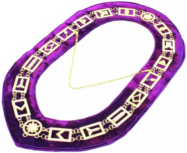 Masonic Regalia Master Mason Lodge,Golden Metal Chain Purple Collar $59.99