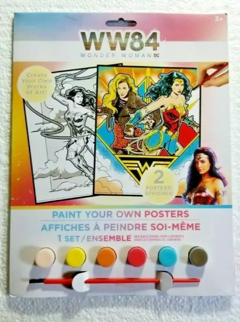 Wonder Woman DC Paint Your Own Posters - 2 Poster Set +Paint+ Brush