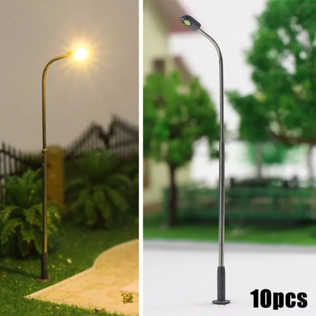 Single Head LED Lamp Post Street Light 10Pcs 1 50 Scale Model Railway Supplies 3