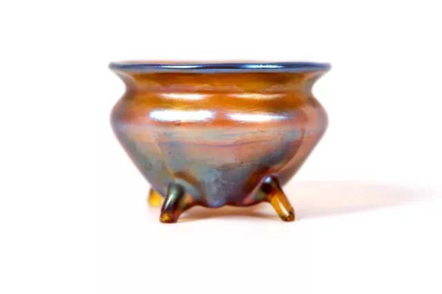 Tiffany Glass Vase Favrile LCT Miniature Vase Four Stem Feet Circa 1910