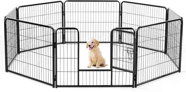 Dog Playpen Indoor - Pet Fence Puppy Exercise Pen for Yard Gate 8 Panel 24” Heig
