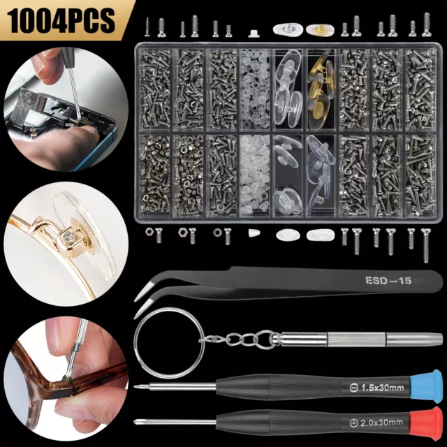 Eyeglass Screws Nut Nose Pads Screwdriver Watch Glasses Optical Repair Tool Kit