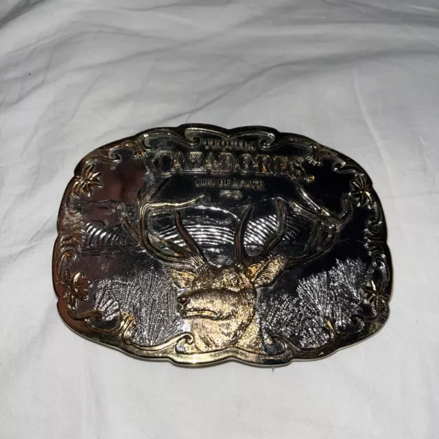 Vintage Cazadores Tequila Metal Belt Buckle 100% De Agave Bill Elk 3.5”x5”
