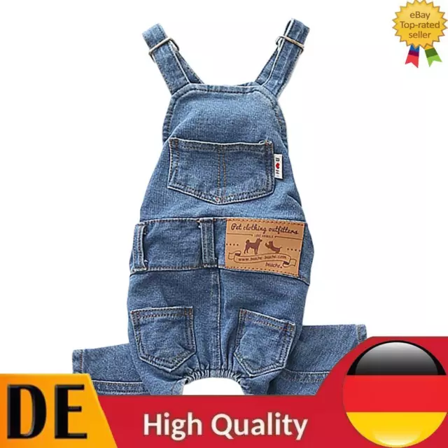 Dog Denim Jumpsuit Pure Cotton Puppy Costumes for Small Medium Dogs and Cats