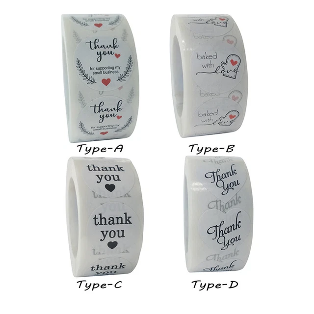 Thank You Sticker Selbstklebend Etiketten Decorative Gift Round/Heart Shape