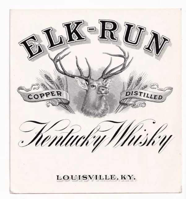 1895 R. P. Pepper Elk Run Distillery, Louisville, Kentucky Prepro Whiskey Label