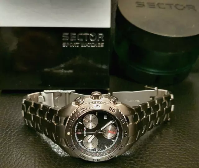 Man Watch Sector 300 Nero Chrono Acciaio 100 mt. Swiss Made con Custodia