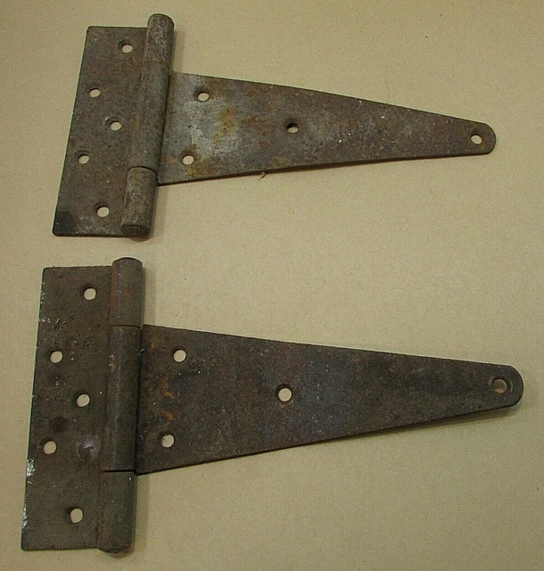 Pair Primitive Old Large 12" Iron 1890s Ranch Farm Barn Door Gate Hinges FREE SH