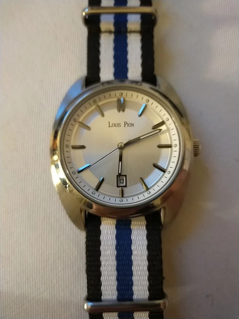 Montre Louis Pion Homme - Boîtier Acier & Bracelet PVC Noir - Style Habillé - État Neuf Avec étiquettes