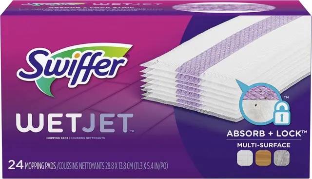Swiffer Wet Jet Mopping Pad Refills Multi-Surface Wood Floor Safe 24 Pads
