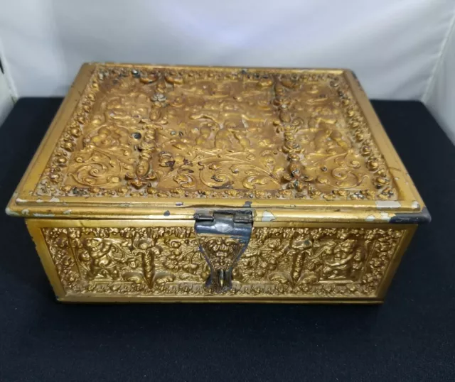 ​Antique Art Nouveau Brass Jewelry Box By Erhard & Sohne Germany Early 20th