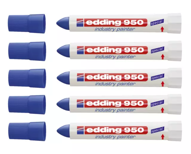 5 x Edding 950 industry painter Spezialmarker Strichstärke 10mm, blau