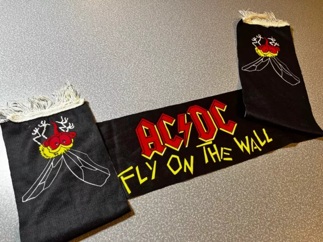 AC/DC - Fly on the Wall 1985 Original European BANNER Tour Scarf RARE hard rock