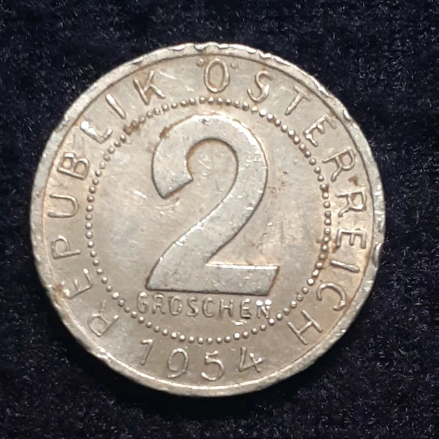 1954 Austria 2 Groschen, Coat of Arms 18.02mm coin