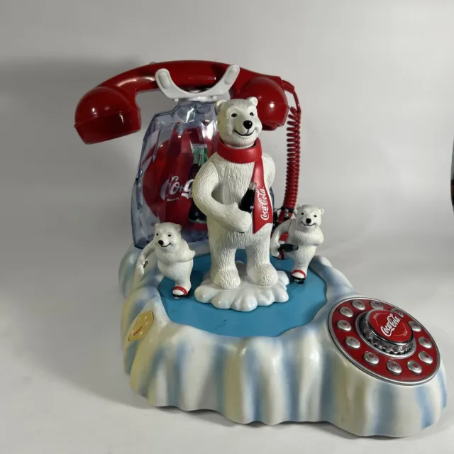 Vintage Coca Cola Polar Bear Phone Novelty Landline Dialup Telephone Animated