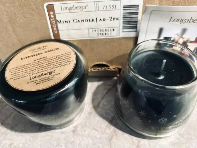 Longaberger Mini Candle Jars Set of 2pk - Evergreen Orange - NIB