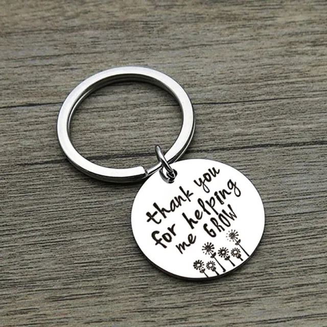 Thank You For Helping Me Grow Engraved Round Pendant Keychain Creative Gift BS 2
