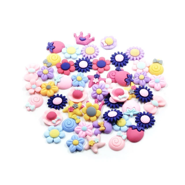 50PC Cute RESIN FLOWER CANDY FLATBACK CABOCHONS Embellishment Decoden Crafts