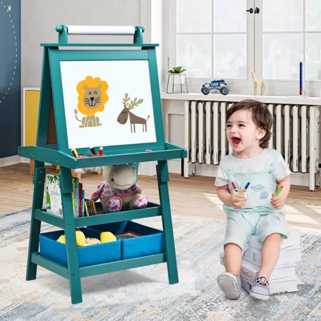 Kids Art Easel Double Sided Whiteboard Blackboard Stand Magnetic Drawing Board