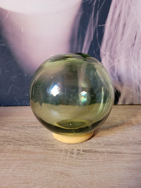 Grosse boule marine ancienne / Flotteur de pêche - Verre et cordage