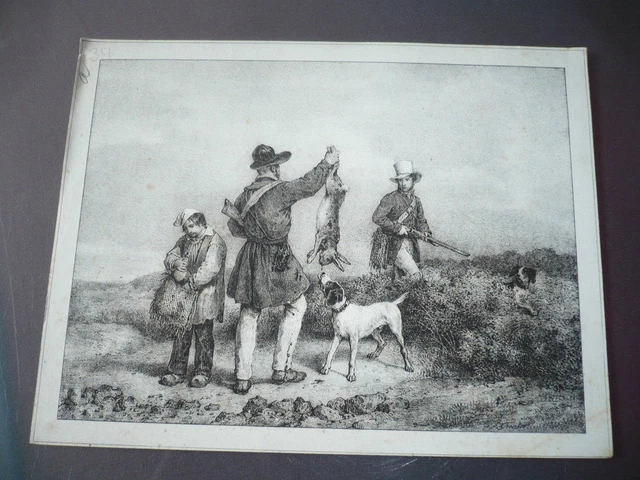 Gravure 19° Siecle  Chasse Au Lievre  Originale