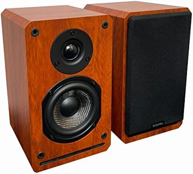ROXEL RBS 300 Bookshelf Speaker, Wood Effect Cabinet with 4 Inch ...