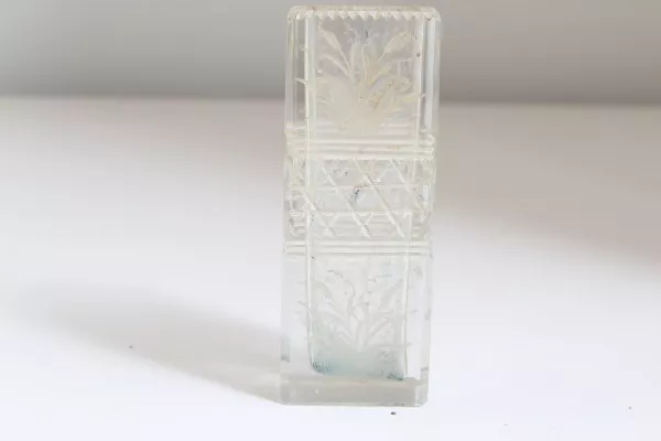 süße kleine Vase Glas Kristall floral geschliffen original antik ~1870 Böhmen