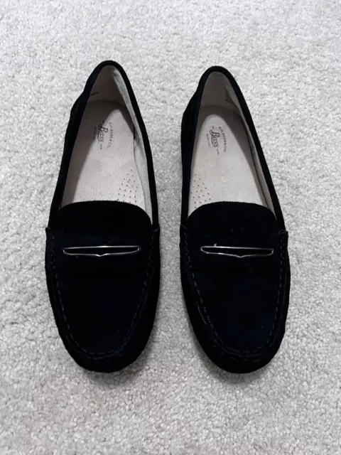 BASS SHOES WOMENS Size 8.5M Black Blair Leather Suede Slip On Loafers ...