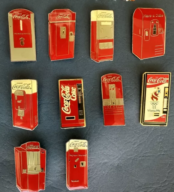 Vintage Set of 10 Coca-Cola “Coke Machine” Pins