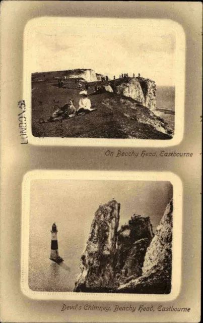 Eastbourne East Sussex England Great Britain AK 1929 Beachy Head Devil's Chimney