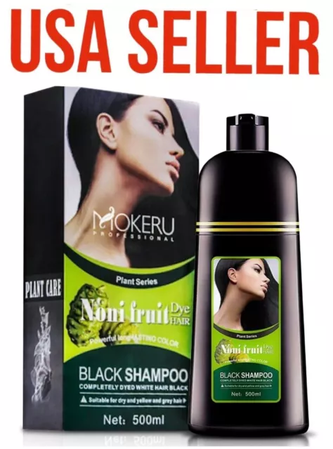 MOKERU NONI PLANT Black Shampoo Fast Hair Dye 5 Minutes Organic Natural Essence