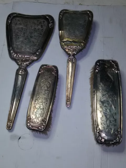 Set Da Toilette In Argento Epoca Stile Liberty