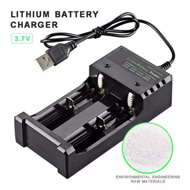 Universal USB Dual Slot Battery Charger For 3.7V 18650 16340 14500 26650 Li-ion* 2