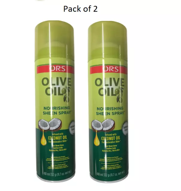 (Pack De 2) Ors Aceite de Oliva Nutritivo Sheen Spray Con Coco 481 ML Cada Uno