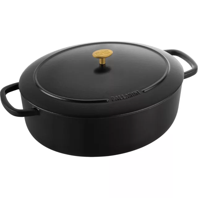 BALLARINI Cocotte BELLAMONTE 37 cm oval 9,5 Liter Bräter aus Gusseisen schwarz