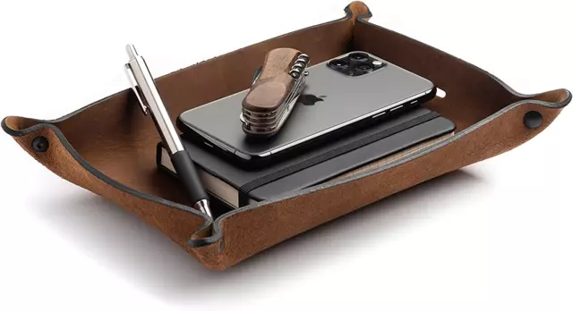 Leather Valet Tray for Men | Made in the USA | EDC Dump Tray for Keys, Phone, Wa