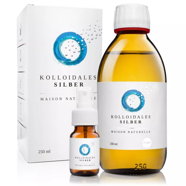 MAISON NATURELLE ® Kolloidales Silber 40 PPM 250 ml / 500ml + Ebook + Zerstäuber