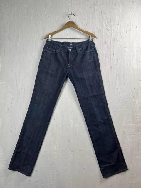 7 For All Mankind Colette Straight Blue Denim Jeans 31 Dark Wash 33 Leg Inseam