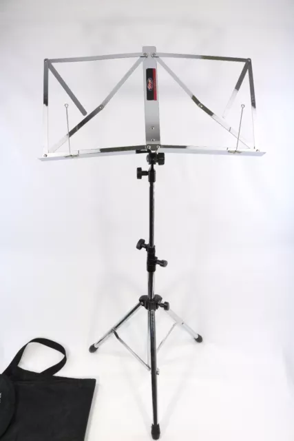 STAGG MUS A4 CR DELUXE Chrome MUSIC STAND complete with carrying bag