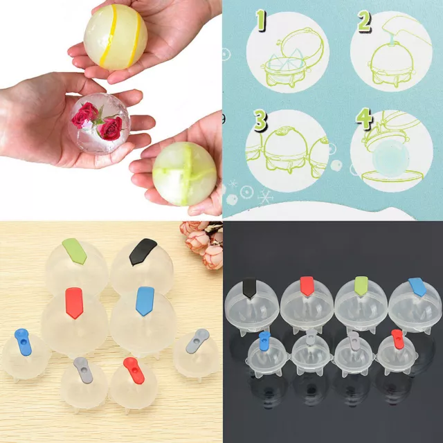 4X Bar Whiskey Cocktails Ice Cube Ball Brick Tray Maker Mold Sphere Mould*_*