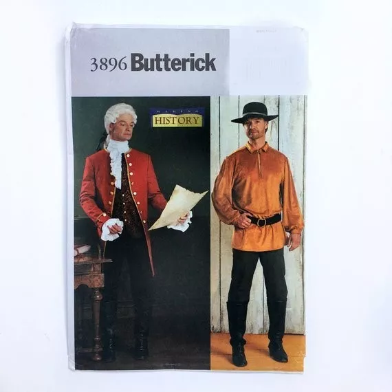 Mens 18th Century Colonial Clothes Sewing Pattern Upick XS-XL Butterick 3896 OOP